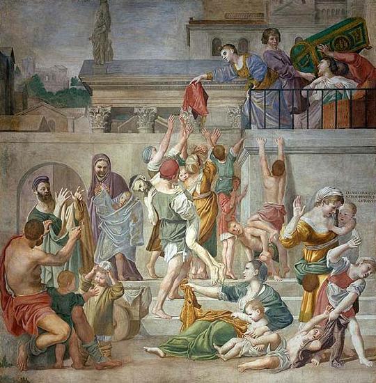 Domenico Zampieri St. Cecilia Distributing Alms, fresco, oil painting picture